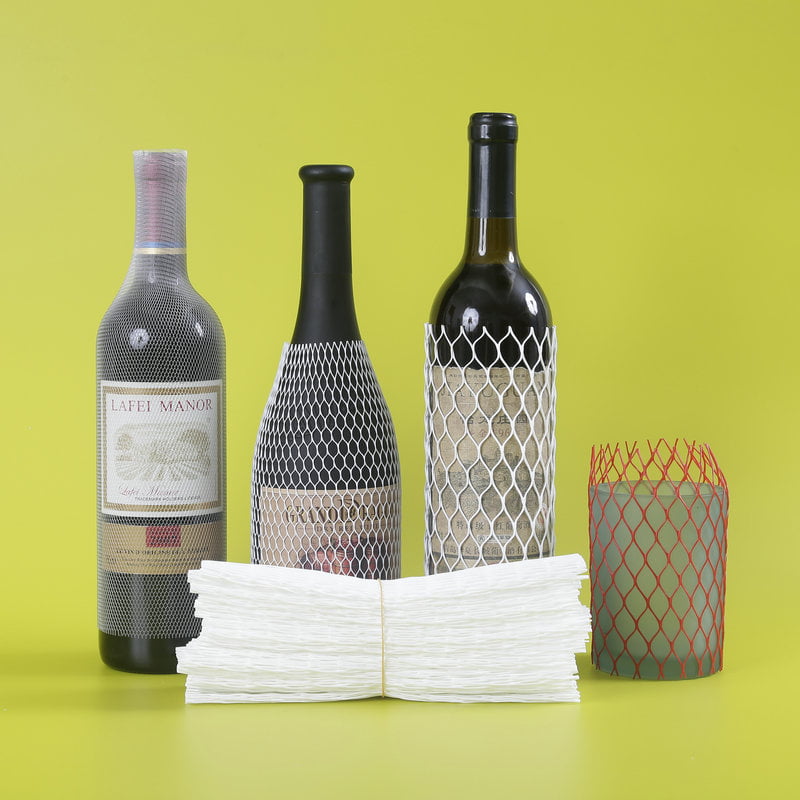 Beschermhoes van gaas voor flessen met krimpnetomslag voor verpakking van wijnflessen