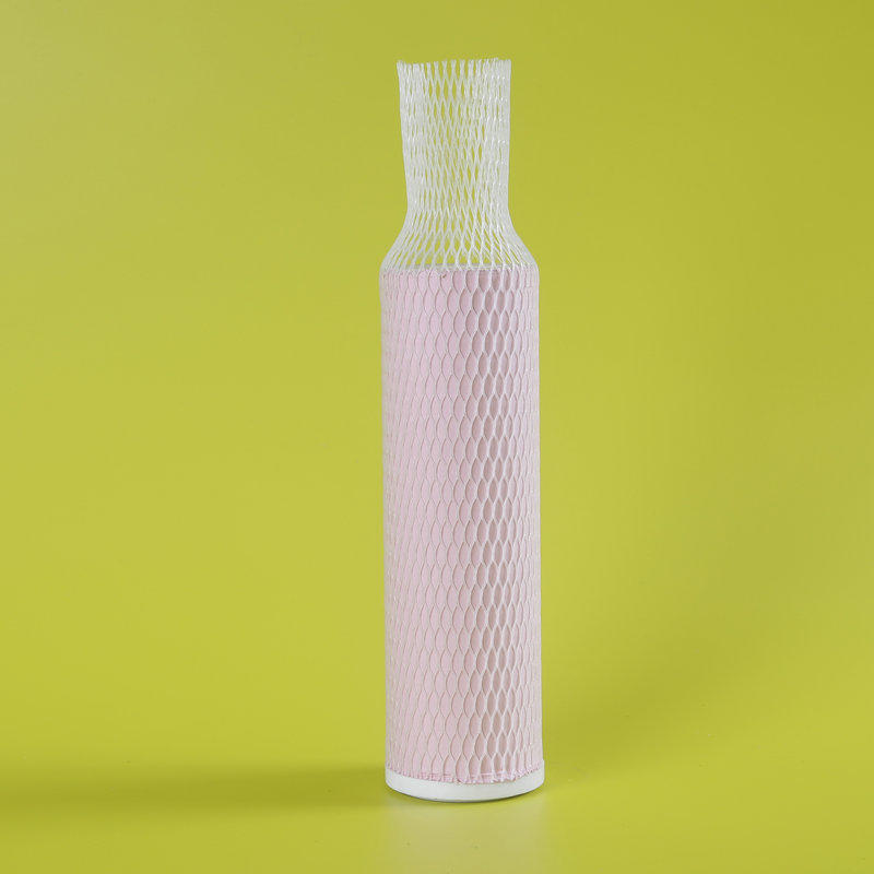 Elastisch Wit PE Plastic Mesh Protector Glas Wijnfles Mesh